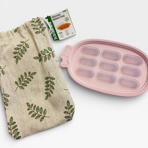 Haakaa Silicone Nibble Tray with Lid Pink 9 Compartment Freezer Tray NWT